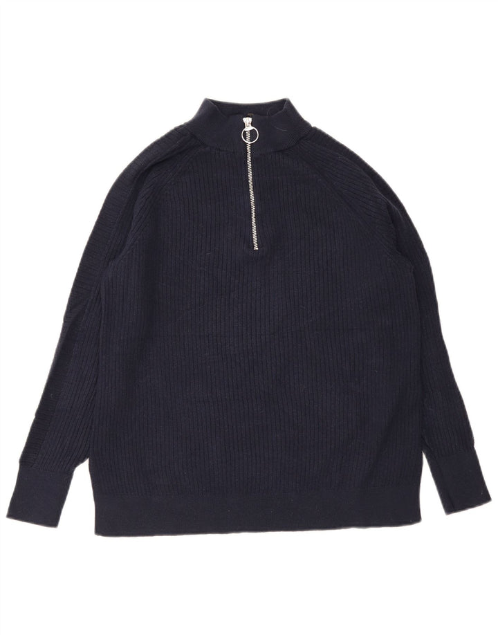 Marks & Spencer Damen-Pullover mit Reißverschluss am Hals, Gr. 14, mittleres Marineblau