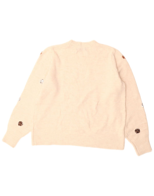 MARKS & SPENCER Damen-Pullover mit Rundhalsausschnitt, Gr. 14, Mittel, gebrochenes Weiß