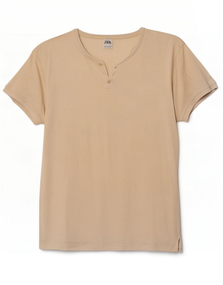 Zara Herren T-Shirt Top Mittelbeige
