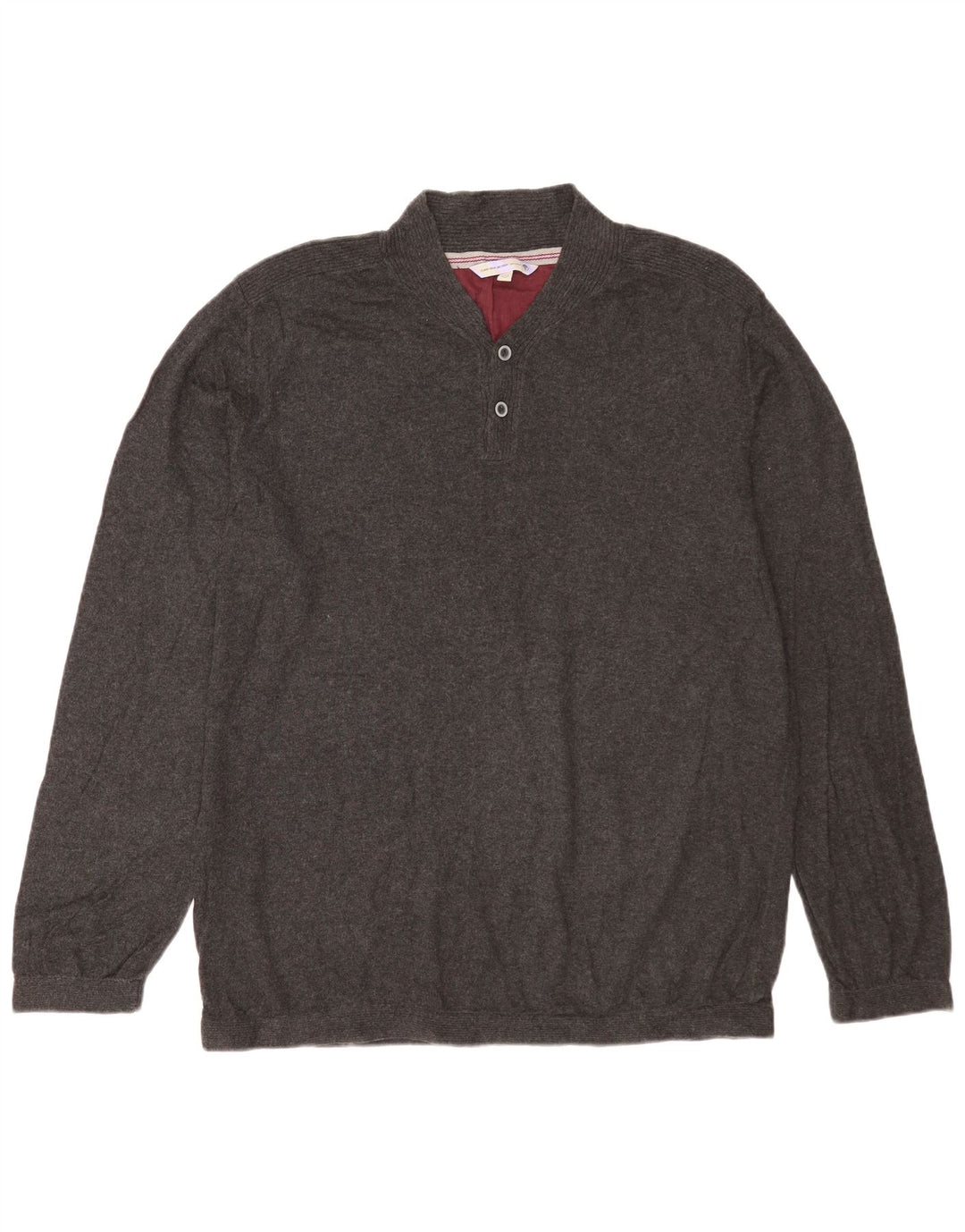 Fat Face Herren-Pullover mit Knopfkragen, XL, graue Baumwolle