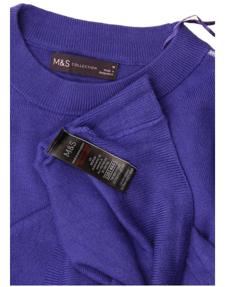 Marks & Spencer Damen-Pullover mit Rundhalsausschnitt, UK 14, mittelblaue Viskose
