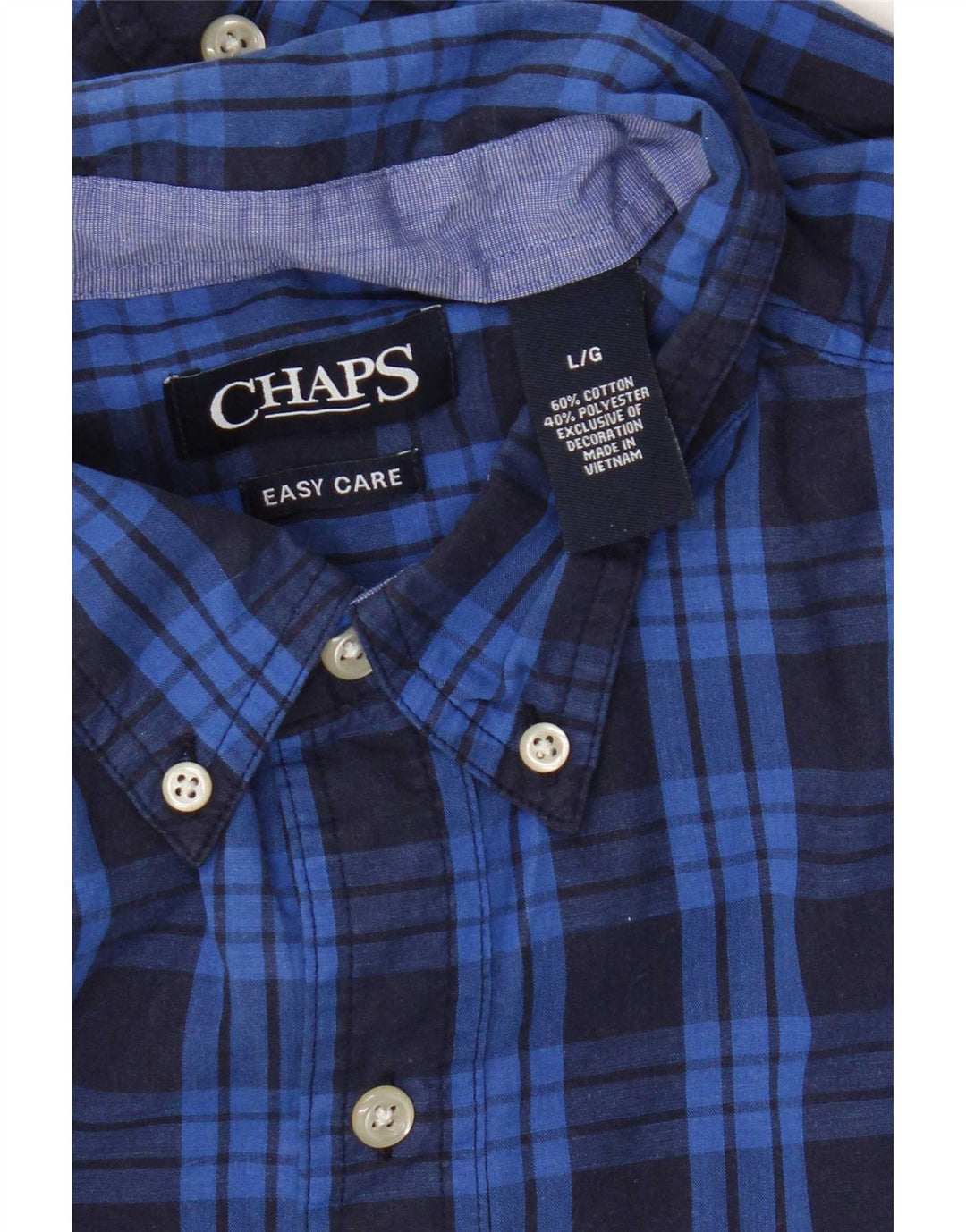 Chaps Herrenhemd, groß, blau kariert, Baumwolle