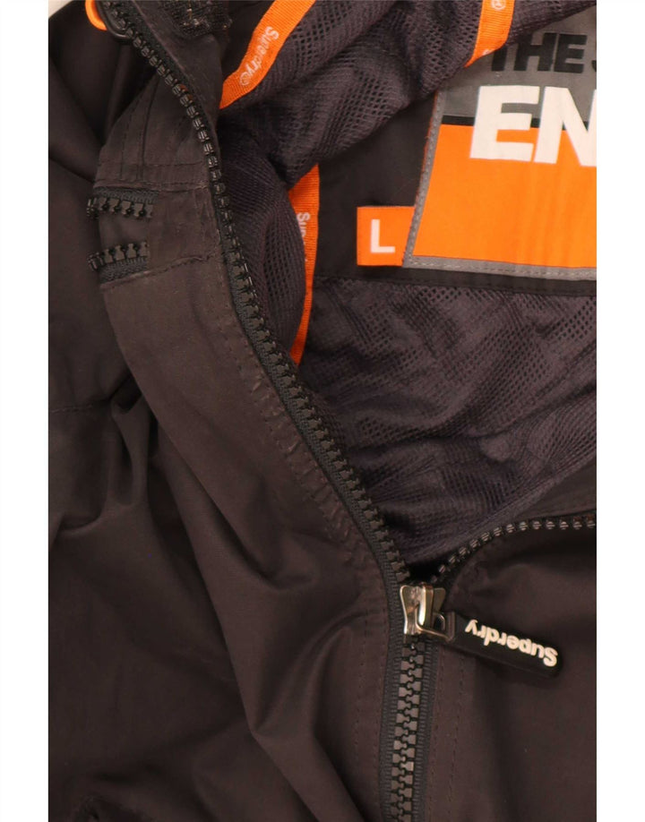 Superdry Herren-Windbreakerjacke mit Kapuze, UK 40, Größe L, Schwarz, Polyester