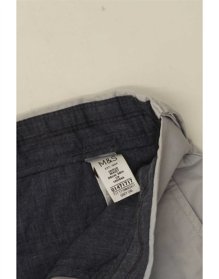 Marks & Spencer Herren Chinoshorts W34 Large Grau Baumwolle