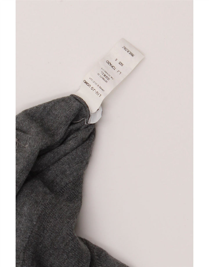 Liu Jo Damen-Pullover mit Rundhalsausschnitt, Gr. 10, Größe S, graue Schurwolle