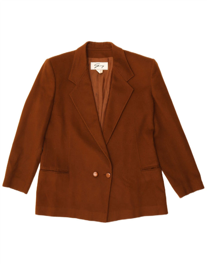 Genny Zweireihiger Blazer für Damen, UK 14, mittelbraune Wolle