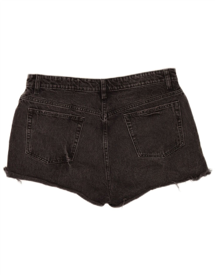 Zara Damen Distressed Denim Shorts EU 44 XL W34 Schwarz