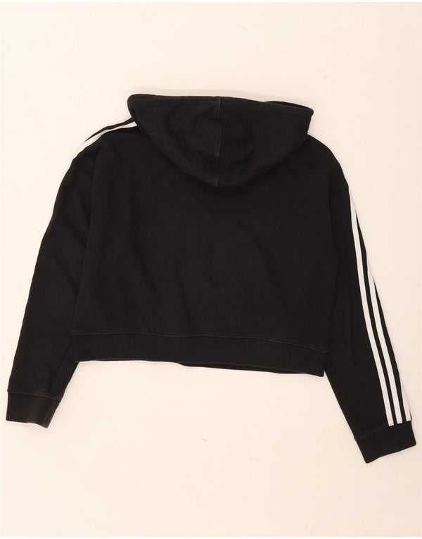 Adidas Damen Crop Oversized Sweatshirt Pullover UK 10 Small Schwarz Baumwolle