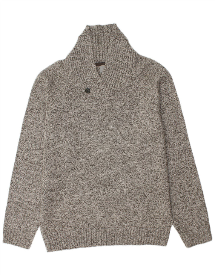 Marks & Spencer Herren-Pullover mit Schalkragen, Mittelgrau meliert