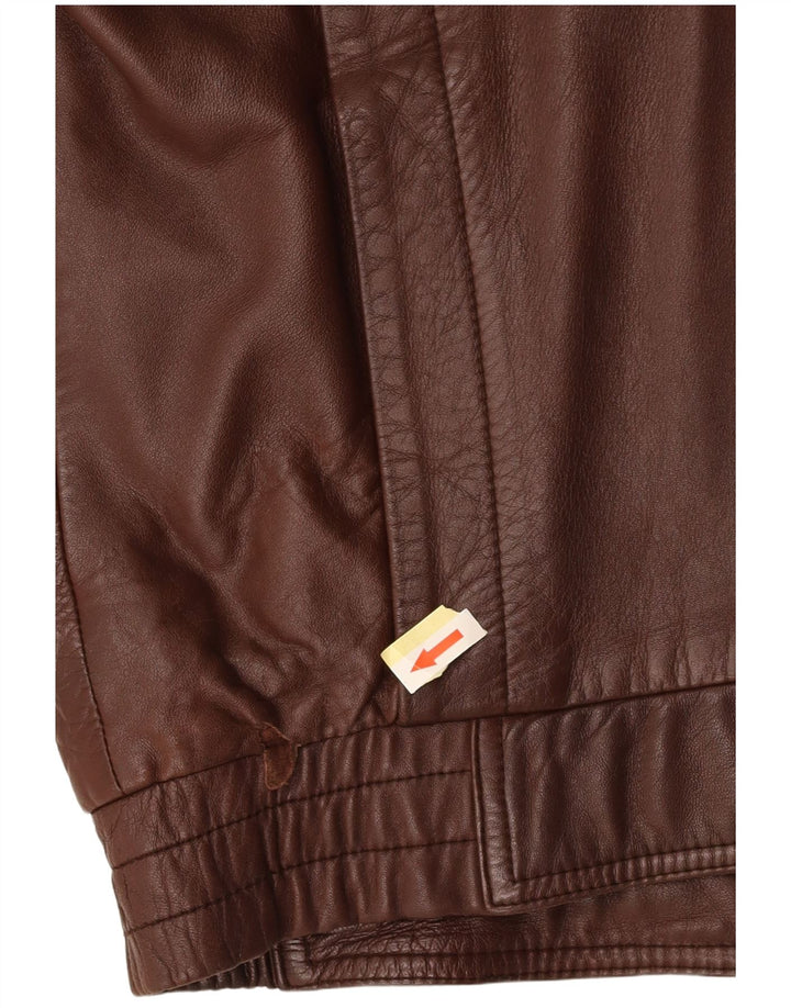 NOBLE Herren-Lederjacke mit lockerer Passform, EU 44, XS, braunes Leder