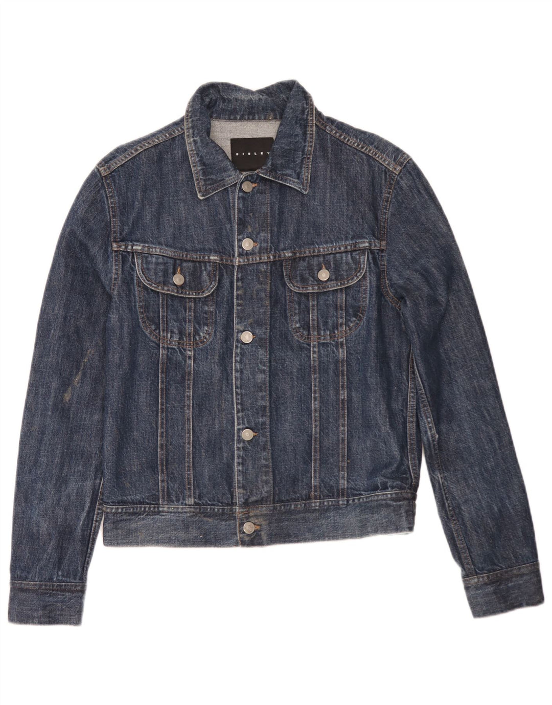 Sisley Herren Jeansjacke UK 36 Small Marineblau