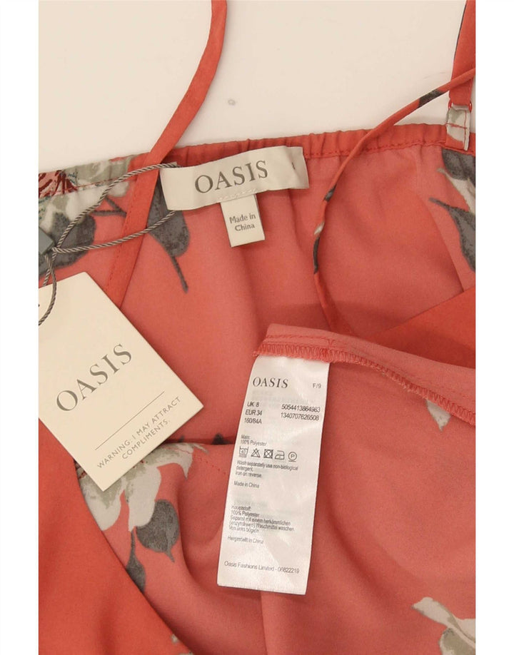 Oasis Damen-Cami-Oberteil mit Stufenmuster, Größe S, Rot, Blumenmuster, Polyester