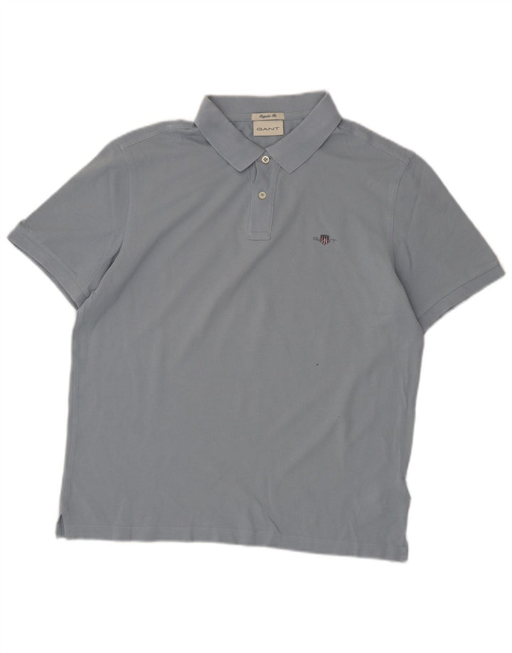 Gant Herren-Poloshirt mit normaler Passform, mittelblaue Baumwolle