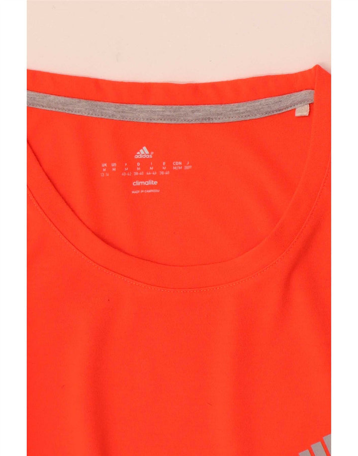 Adidas Damen Climalite T-Shirt Top UK 12/14 Medium Orange