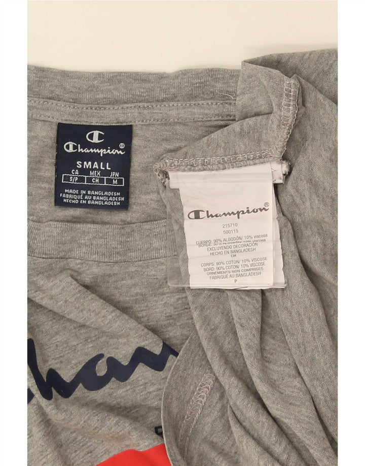 Champion Herren-T-Shirt mit Grafik, Größe S, grau gesprenkelte Baumwolle