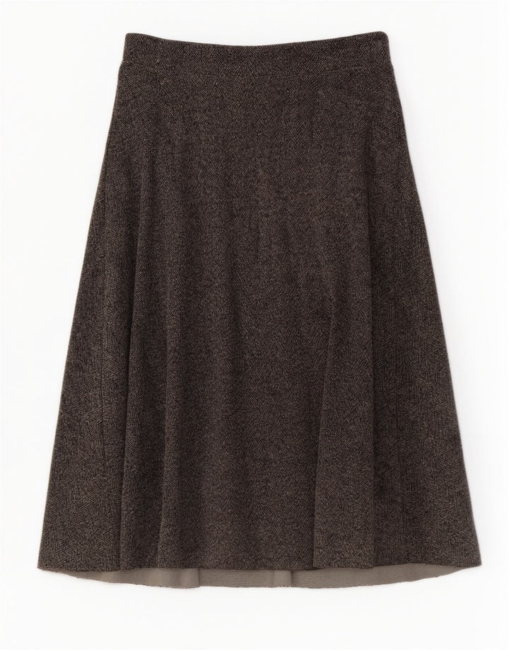Zara Damen Midi-A-Linien-Rock, groß, W32, graues Fischgrätenmuster