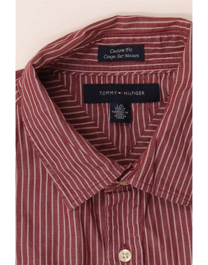 Tommy Hilfiger Herren-Hemd mit individueller Passform, großes rotes Nadelstreifenmuster
