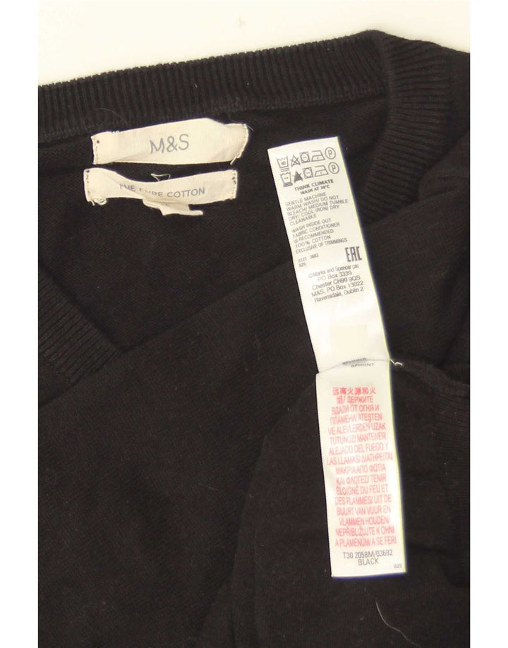 Marks & Spencer Herren-Pullover mit V-Ausschnitt aus mittelschwarzer Baumwolle