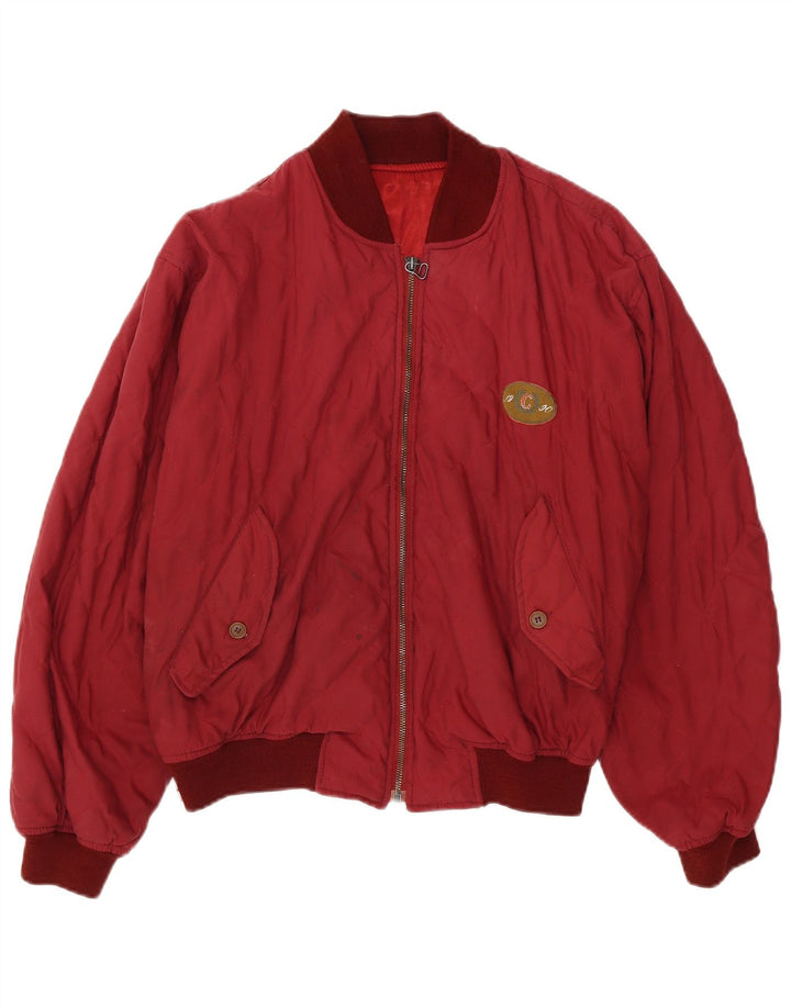 Casucci Herren-Bomberjacke mit lockerer Passform, UK 36, klein, rotes Farbblock-Polyester