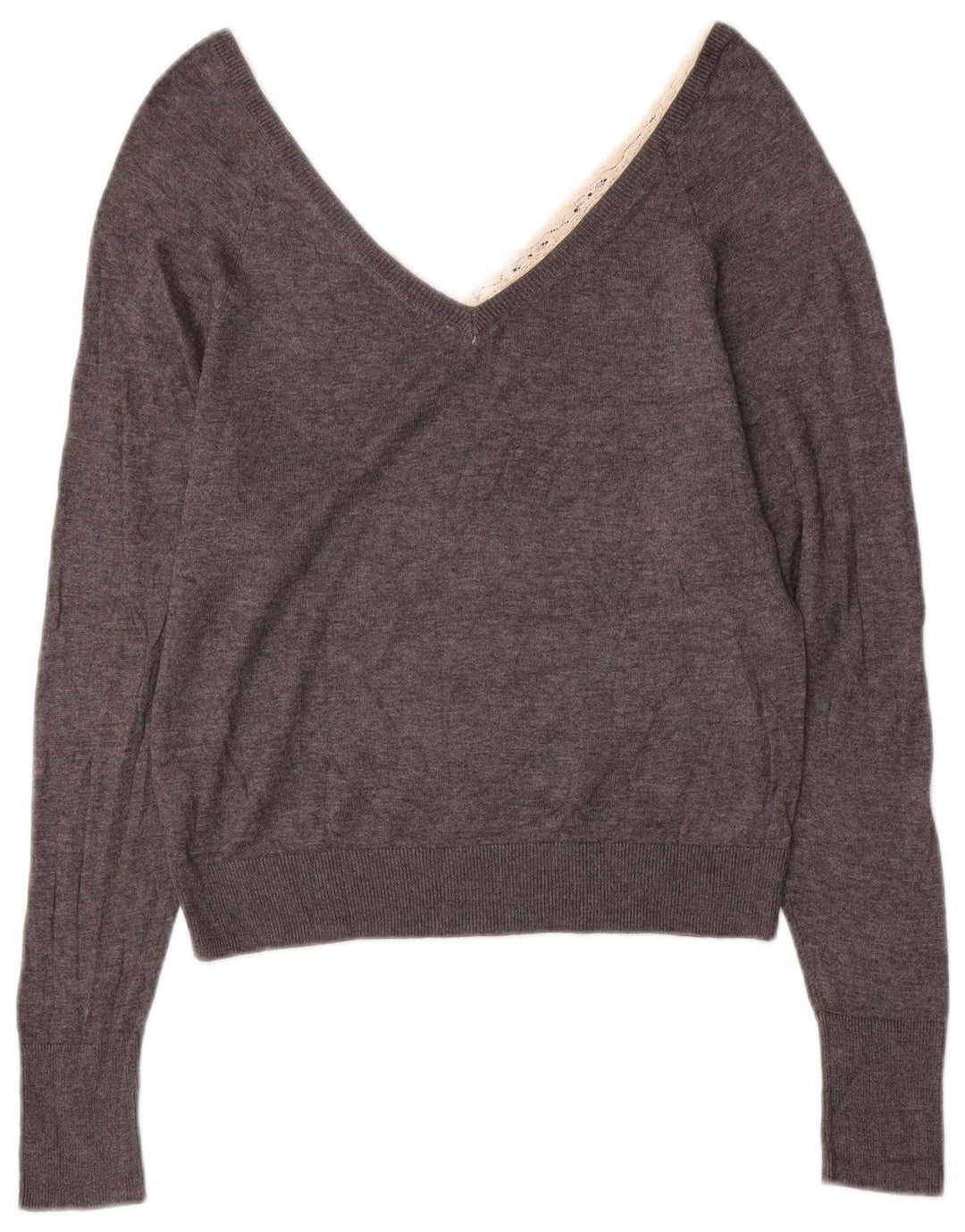 Zara Damen-Pullover mit V-Ausschnitt, Gr. 10, Größe S, Grau