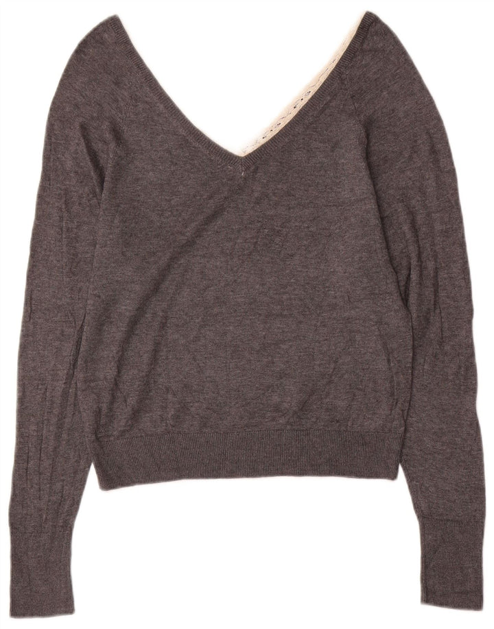 Zara Damen-Pullover mit V-Ausschnitt, Gr. 10, Größe S, Grau