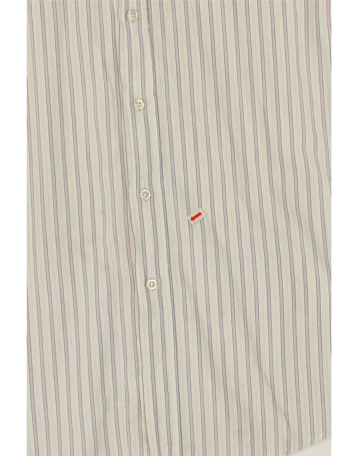 FRED PERRY Herrenhemd XL weiß gestreift aus Baumwolle