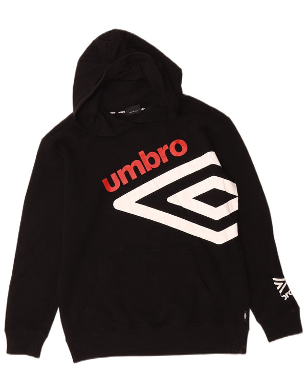 Umbro Womens Graphic Hoodie Pullover UK 12 Mittelschwarze Colourblock-Baumwolle