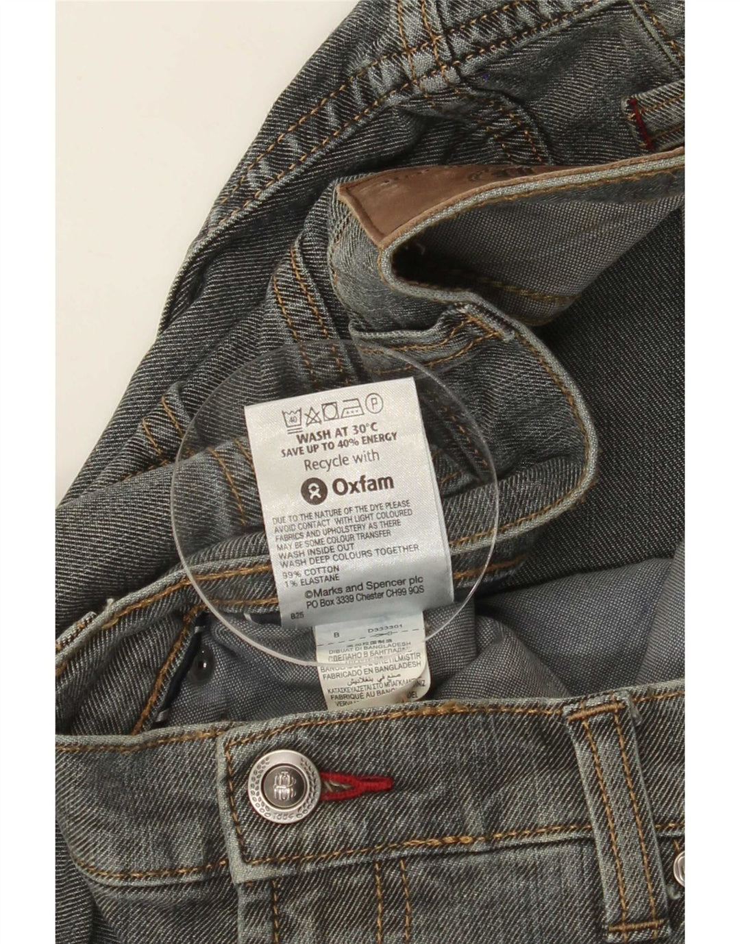 Marks & Spencer Herren Straight Jeans W34 L29 Graue Baumwolle