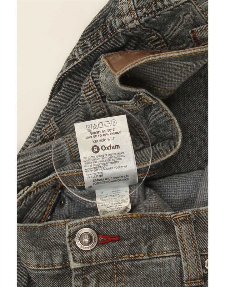 Marks & Spencer Herren Straight Jeans W34 L29 Graue Baumwolle
