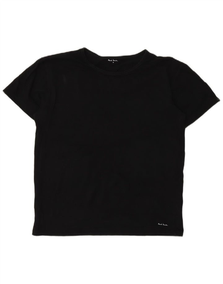 Paul Smith Damen T-Shirt Top UK 14 Medium Schwarz Baumwolle
