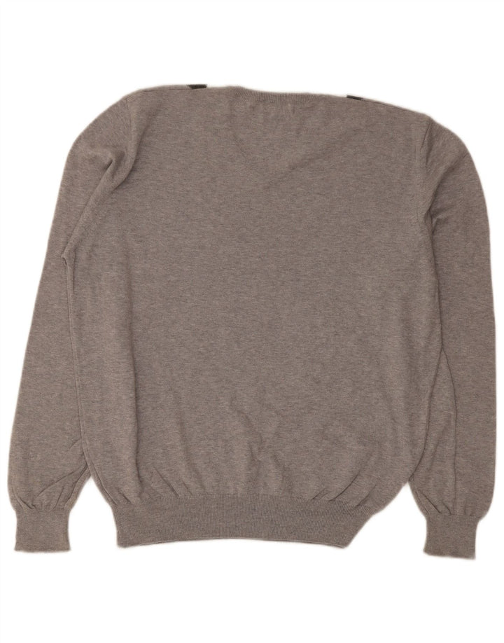 Brooksfield Herren-Pullover mit V-Ausschnitt IT 50 Mittelgrau Argyle/Diamant