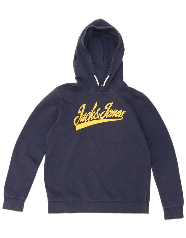 Jack & Jones Jungen-Pullover mit grafischem Kapuzenpullover, 13–14 Jahre, marineblaue Baumwolle