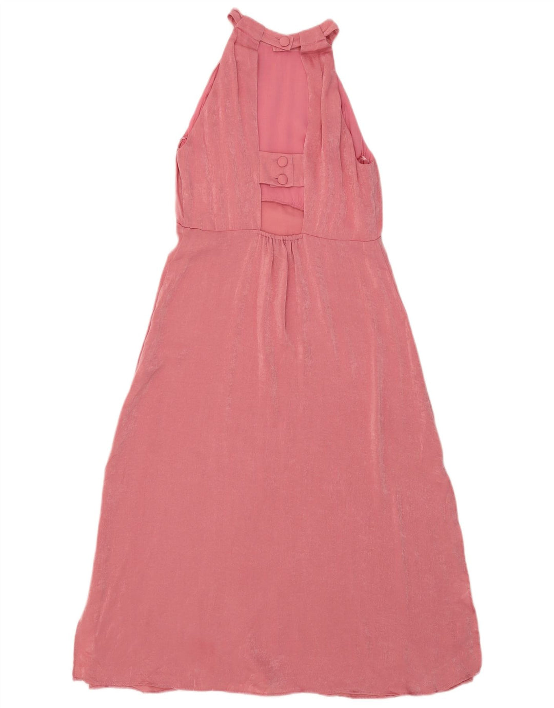 Zara Damen Maxi-Neckholder-Kleid UK 12 Mittelrosa Polyester