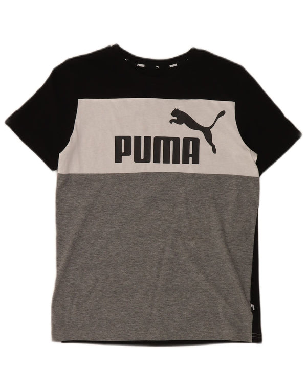 Puma Grafik-T-Shirt für Jungen, 11–12 Jahre, schwarze Farbblock-Baumwolle