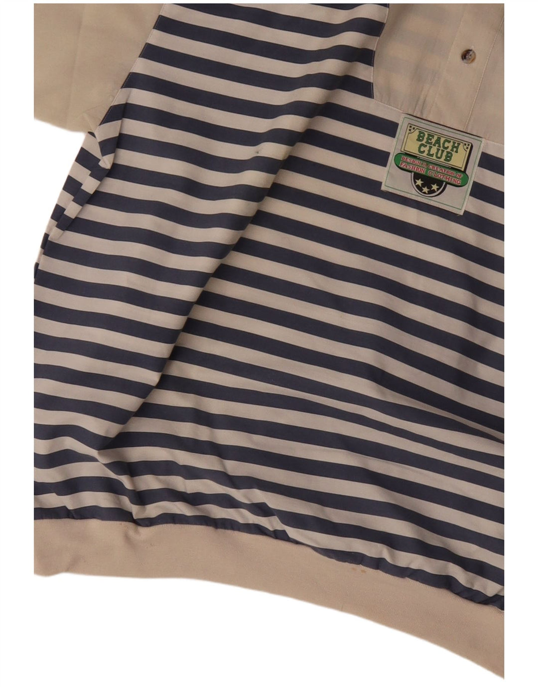 VINTAGE Herren Kurzarm-Pullover-Hemd IT 52/54 Groß Blau gestreift