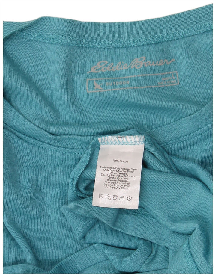 Eddie Bauer Damen Top Langarm UK 14 Große blaue Baumwolle