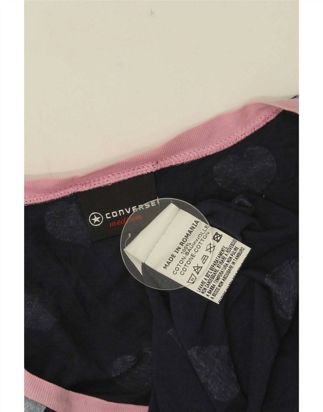 Converse Damen-T-Shirt mit abstraktem Muster, Gr. 12, mittleres marineblaues Herz