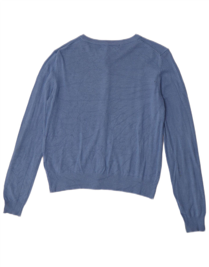Marks & Spencer Damen Crop Cardigan Pullover UK 10 Small Blaue Viskose