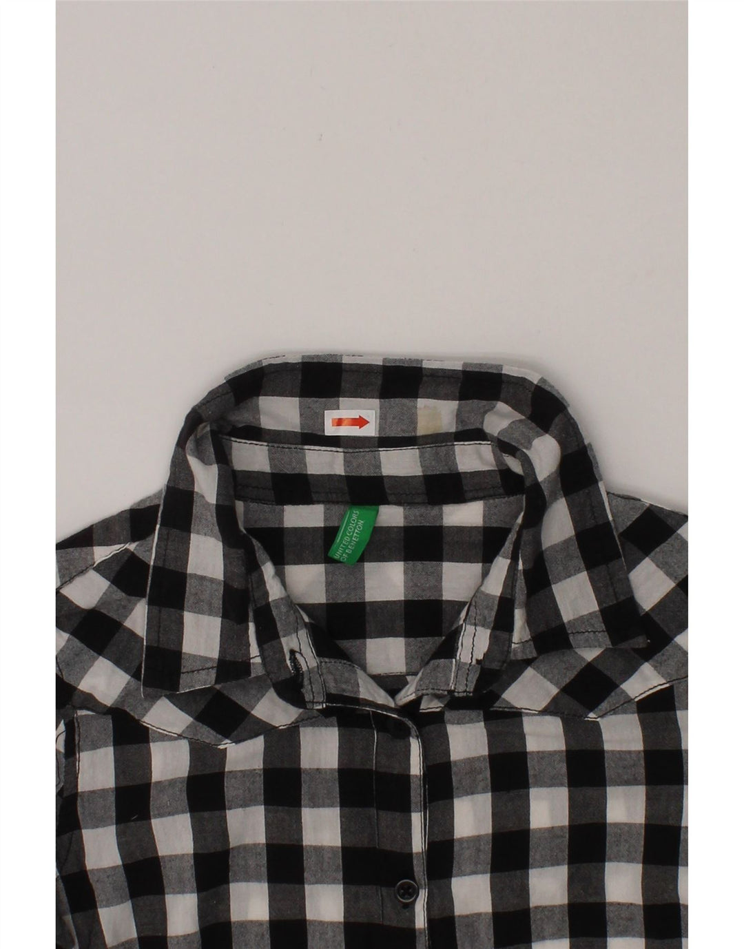 BENETTON Girls Shirt 6-7 Years Small  Black Gingham Cotton Vintage Benetton and Second-Hand Benetton from Messina Hembry 