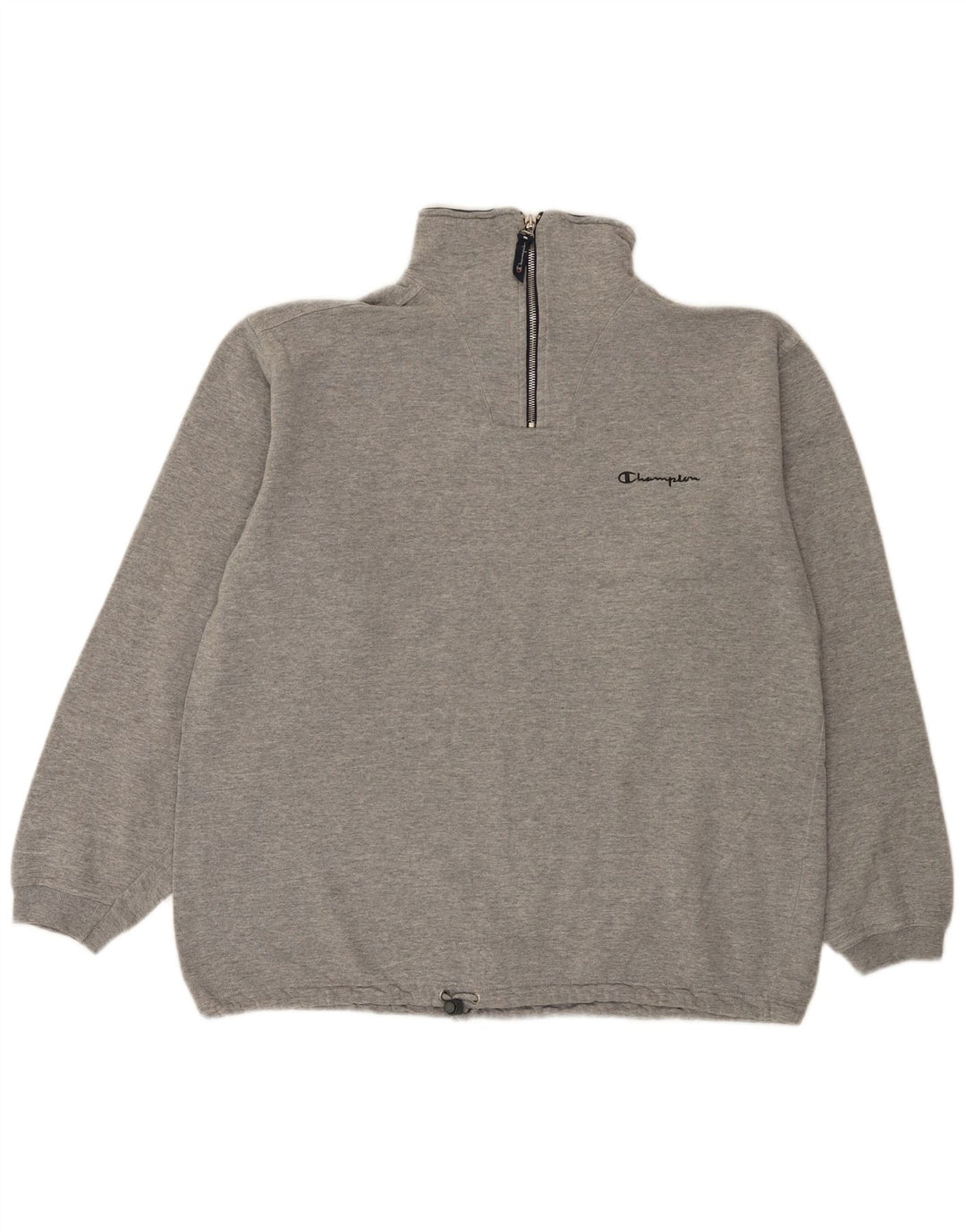 CHAMPION Herren-Sweatshirt mit Reißverschluss am Hals, groß, aus grauer Baumwolle