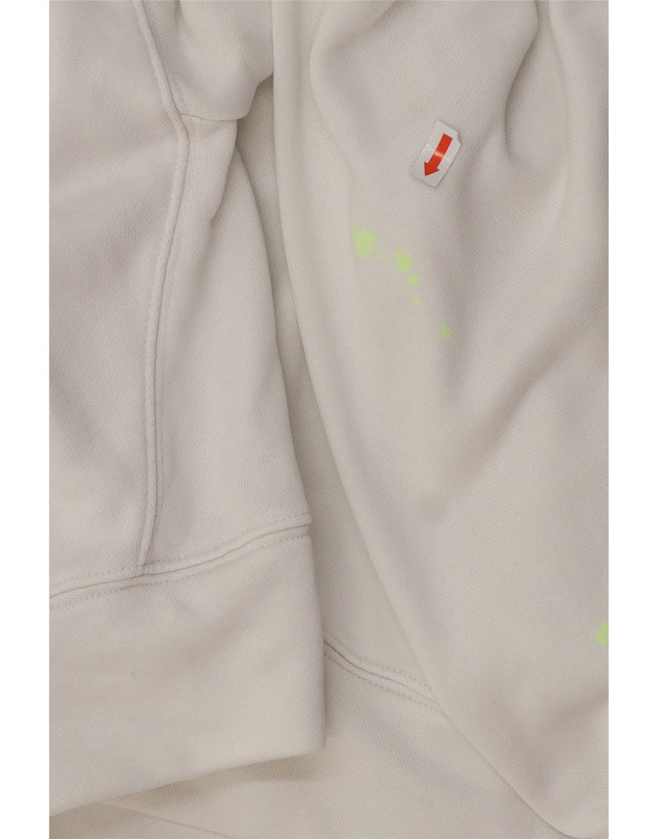 ADIDAS Damen Übergroßer Crop Hoodie Pullover UK 10 Small Weiße Baumwolle