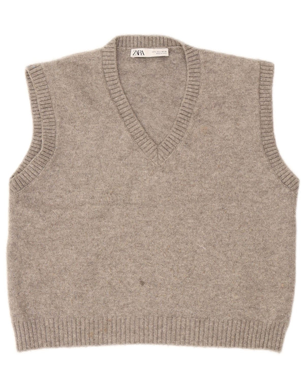 Zara Damen Weste Tank Top UK 16 Große graue Wolle