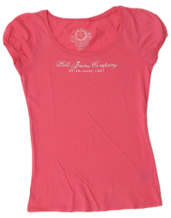 Ralph Lauren Grafik-T-Shirt für Damen, UK 10, Größe S, Rosa, Baumwolle