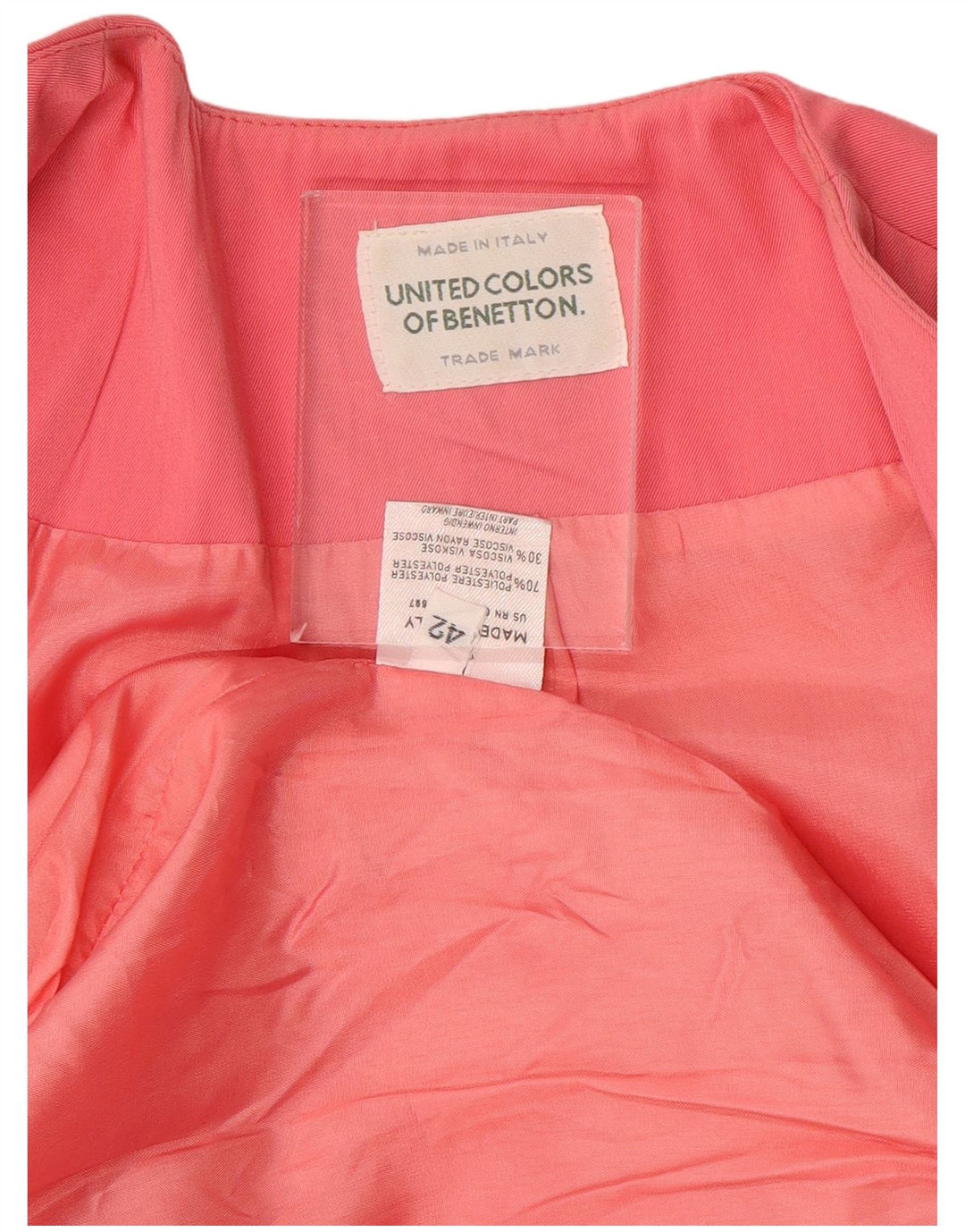 BENETTON Damen 1-Knopf-Blazerjacke IT 42 Mittelrosa Polyester