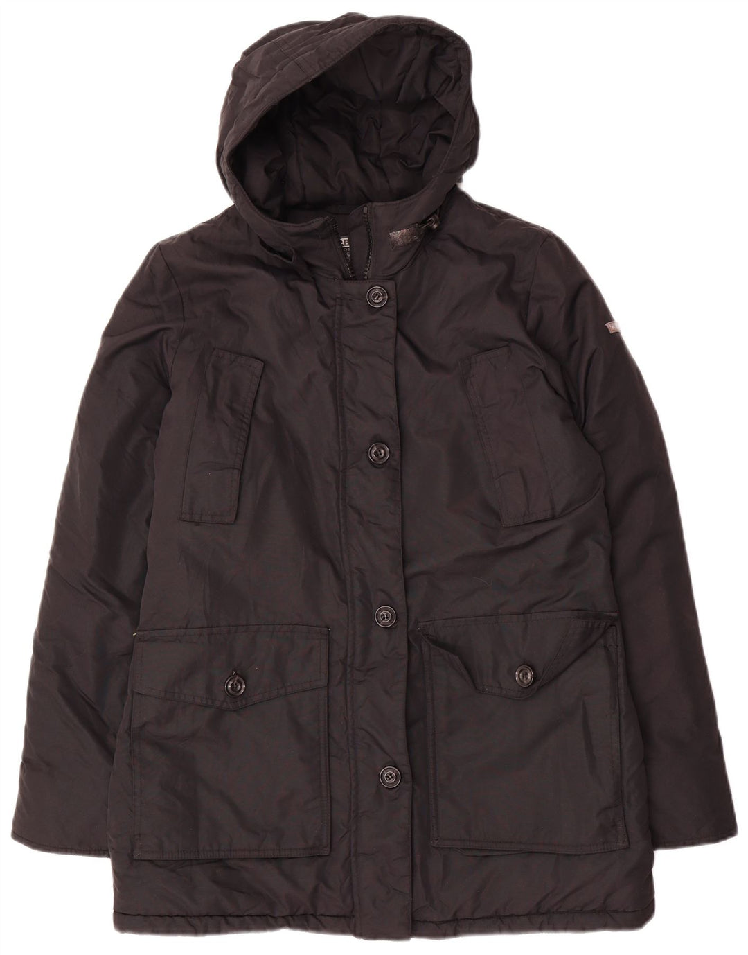 Brugi Damen Übergroße, gepolsterte Kapuzenjacke UK 10 Small Schwarz Polyester