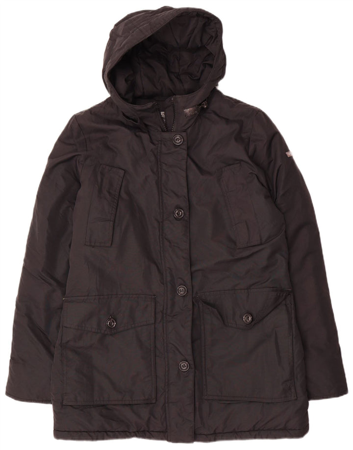 Brugi Damen Übergroße, gepolsterte Kapuzenjacke UK 10 Small Schwarz Polyester