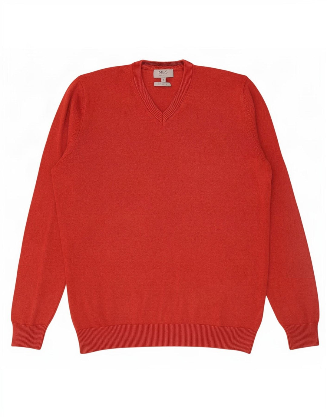 Marks & Spencer Herren-Pullover mit V-Ausschnitt aus mittelroter Baumwolle