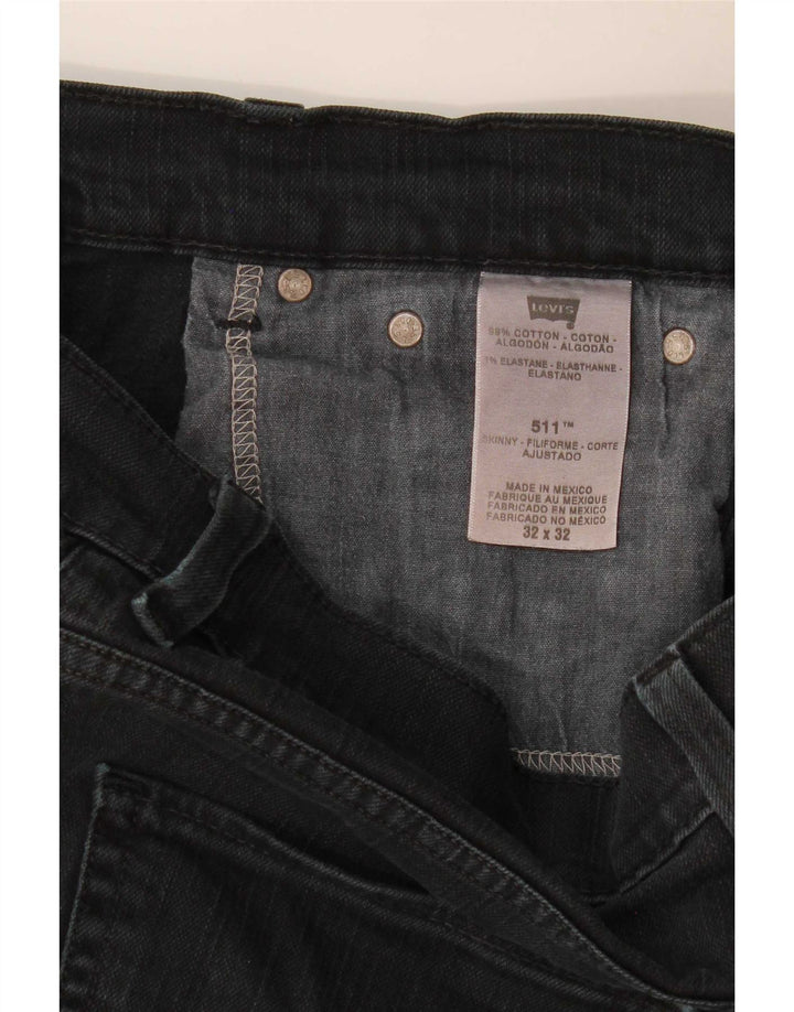 Levi's Herren 511 Slim Jeans W32 L30 schwarze Baumwolle