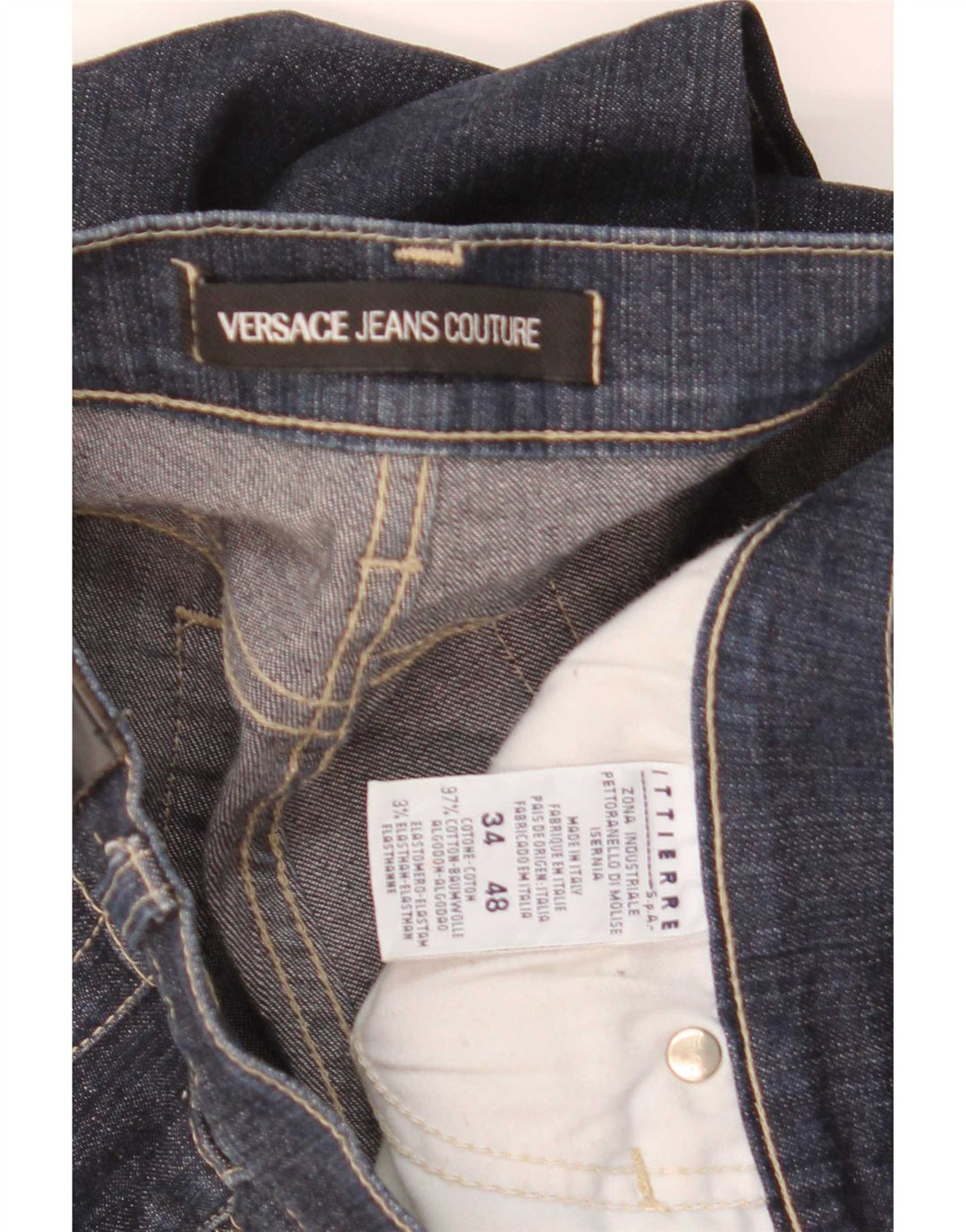 Versace Herren Ittierre Straight Jeans W34 L30 Marineblau Baumwolle