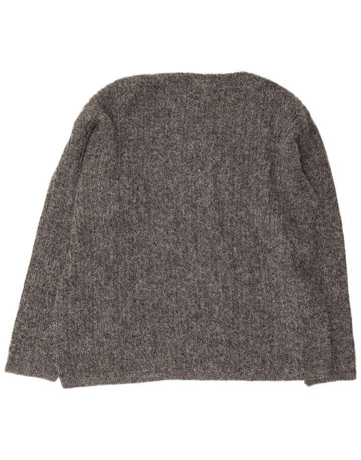 Rifle Herren-Pullover mit V-Ausschnitt, groß, aus grauem Acryl